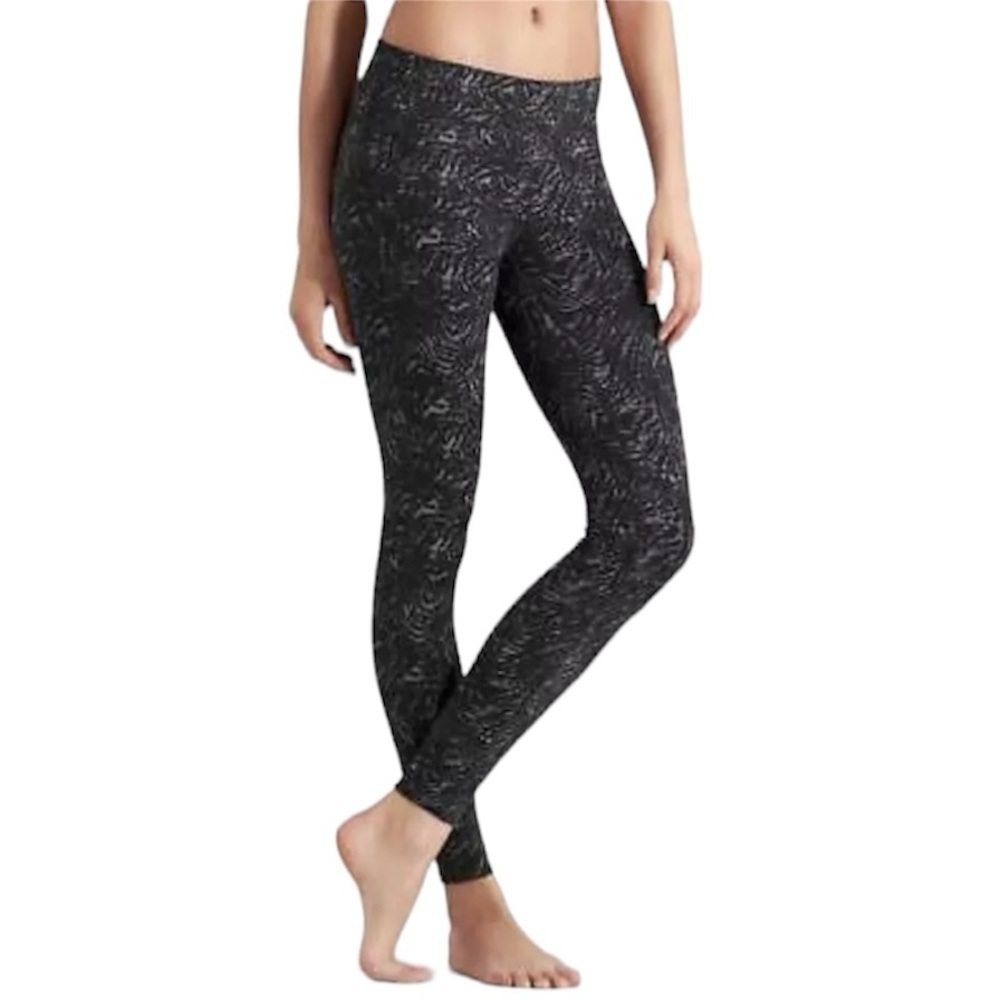 Athleta Chaturanga Active Leggings High Rise Yoga Workout Black Gray Small